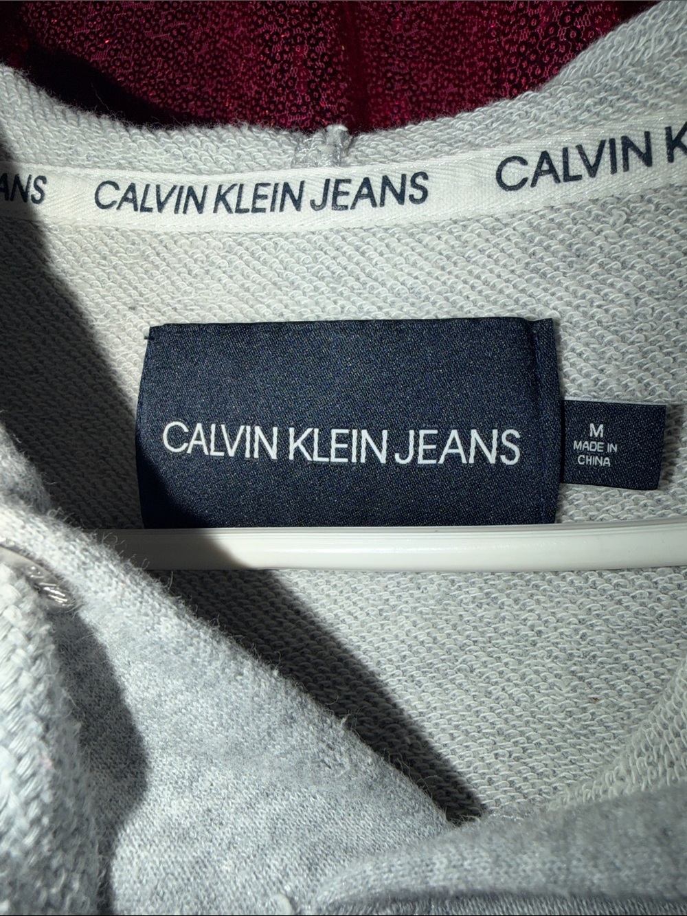 Calvin Klein Light Gray Logo Hoodie Sweatshirt - Picture 3 of 4